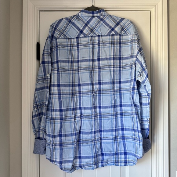 Bugatchi  mens 💯 Linen Multicolored Long sleeve shirt Preppy Classic - Picture 4 of 7